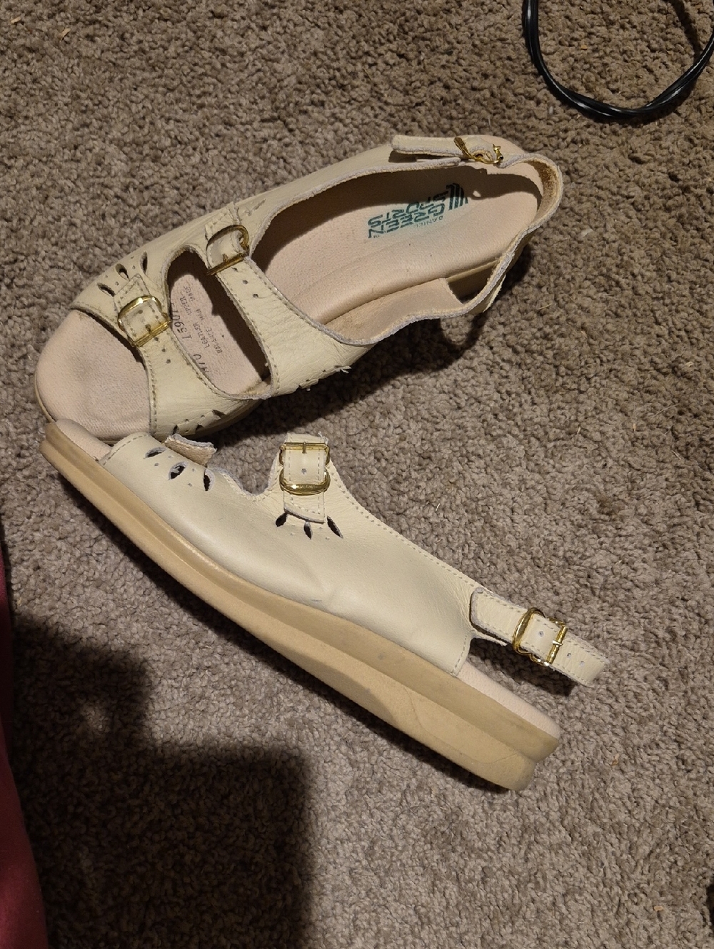 Women’s Cream Slingback Sandals with Gold Buckles Daniel Green Sports